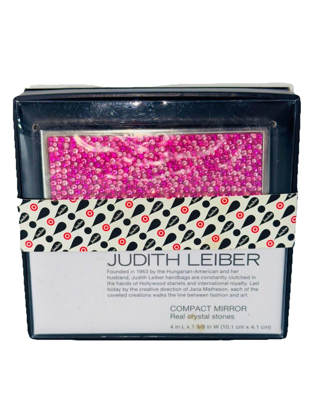 NEW Judith Lieber Target Neiman Marcus PINK Real Crystal Compact Mirror Makeup